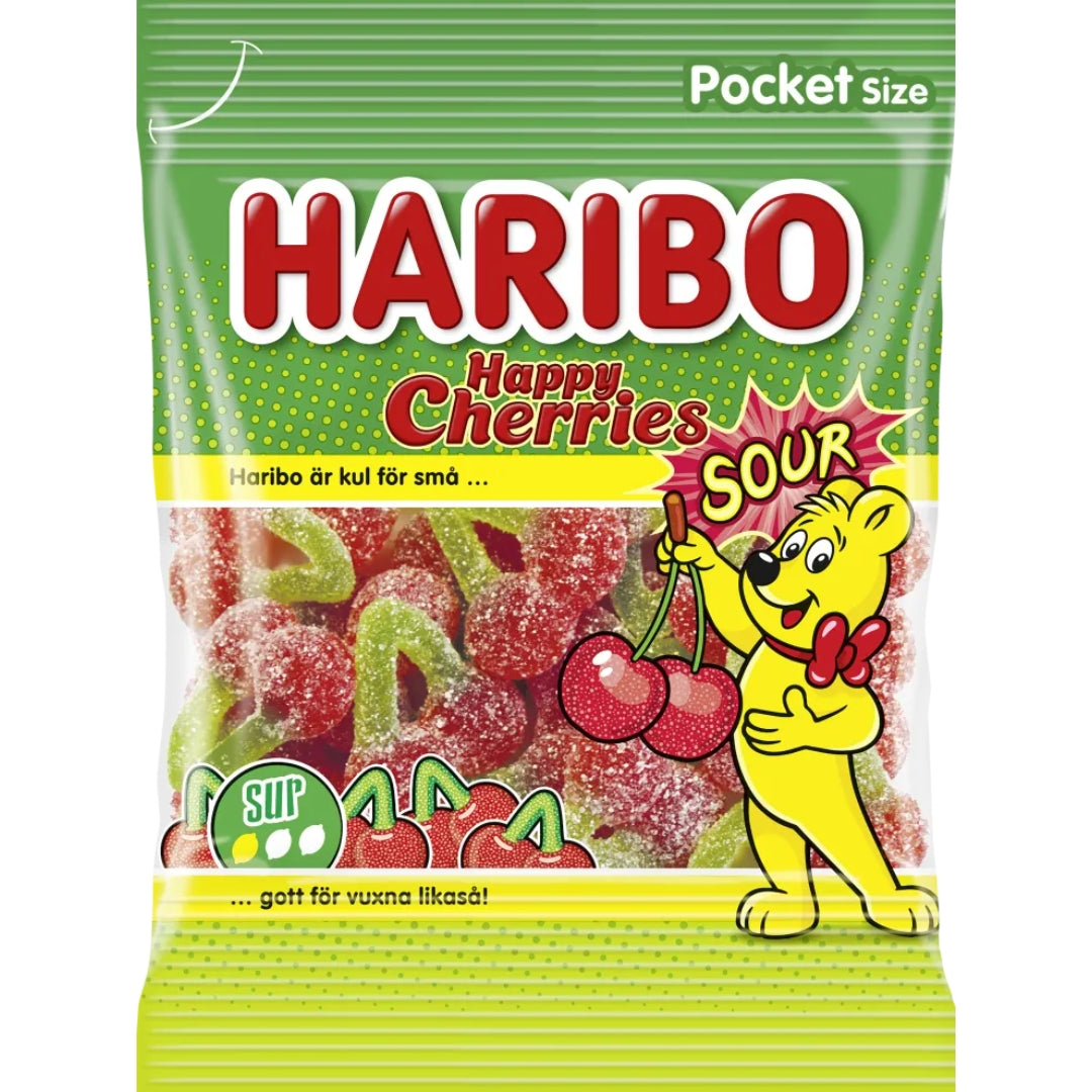 Haribo Happy Cherries sour -  Cherry Gummy with Sour Coating 70g