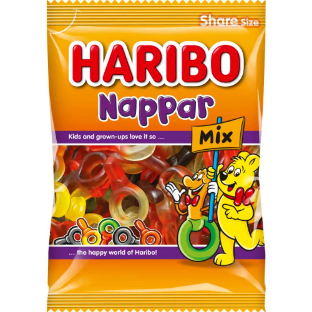 Haribo Nappar Mix - Gummy Candies shaped like pacifiers in a variety of Fruity Flavors 170g