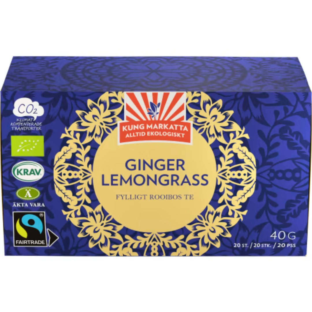 Kung Markatta Ingwer Zitronen in Ingefära Citrongrals Rooibos te - Bio -Ingwer Zitronengras Tee 20p