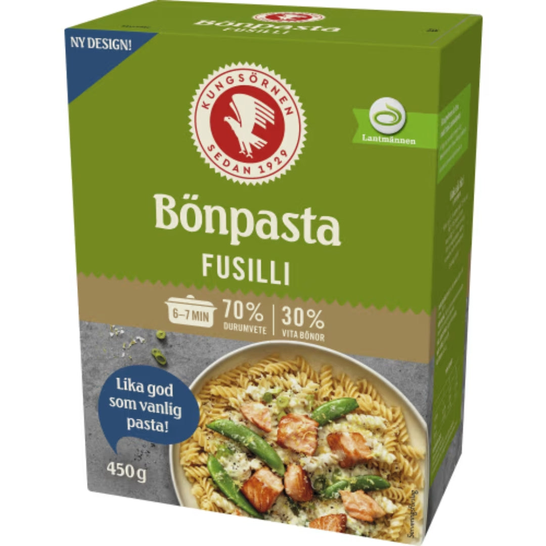 Kungsörnen Fusilli Bönpasta - Fusilli Pasta White beans & Durum Wheat 450g
