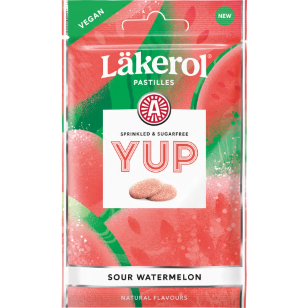 Läkerol Watermelon Yup - Pastille senza zucchero e vegano con sapore di anguria 30g