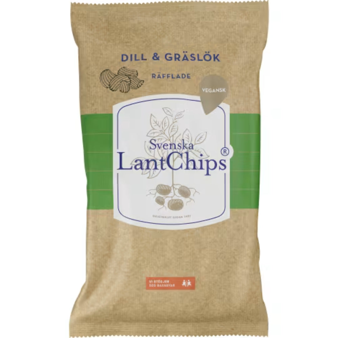 Lantchips Dill Gräslök Räfflade Chips - Dill & Chives Ridged Chips 200g