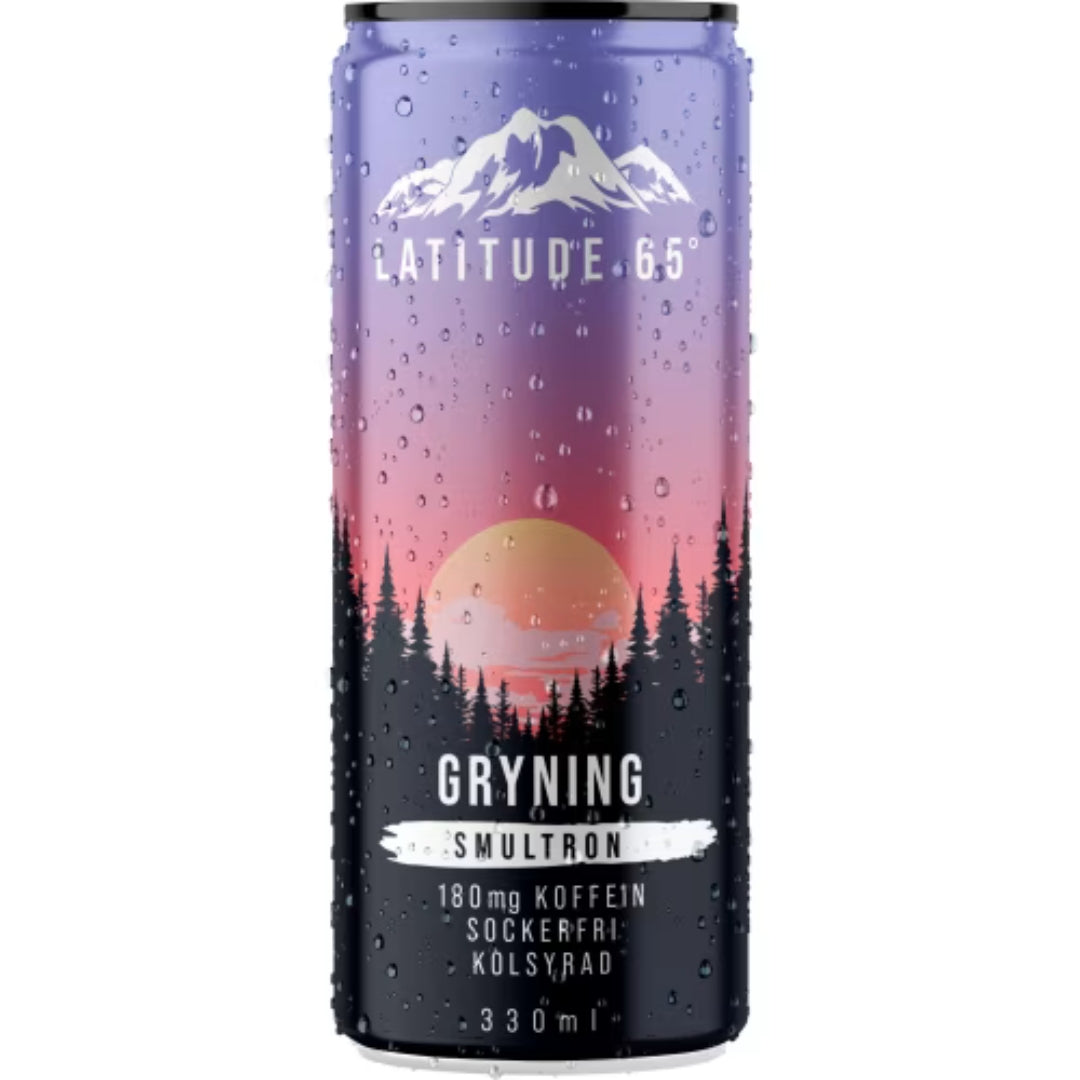 Latitude 65 Gryning Smultron Energidryck Burk - Wild Strawberry Energy Drink 33cl