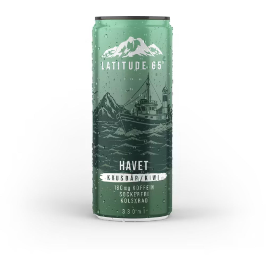 Latitude 65 Havet Krusbär/kiwi Energidryck Burk Sockerfri - Gooseberry/Kiwi Energy Drink Sugar free 33cl