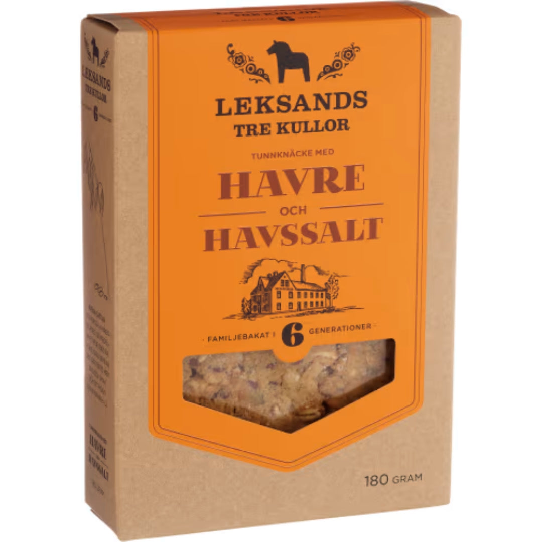 Leksands Havre Havssalt Tunnknäcke Tre Kullor - Oat & Sea Salt Crispbread 180g