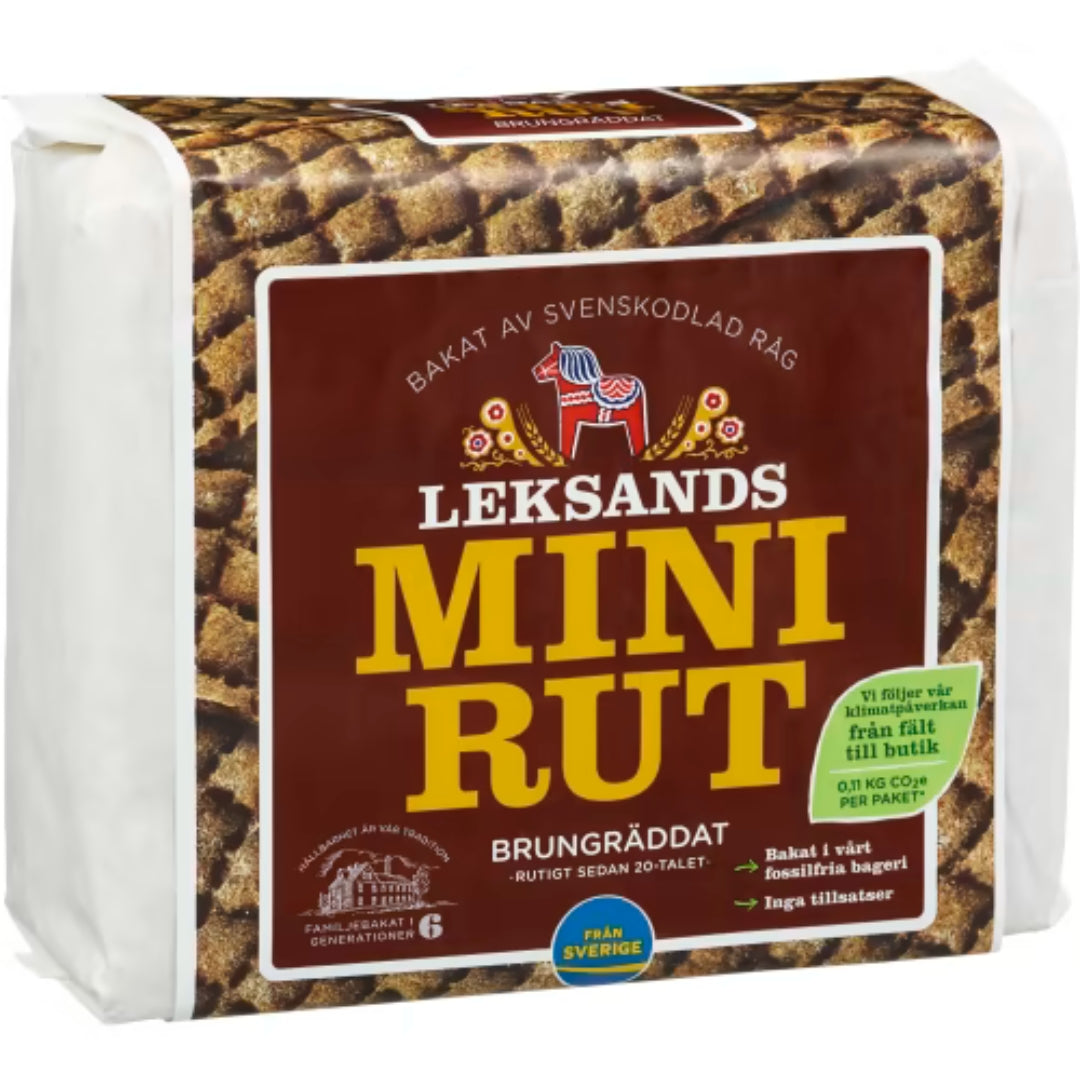 Leksands Mini-rut Brungräddat - Whole Grain Rye Squares Crispbread 200g