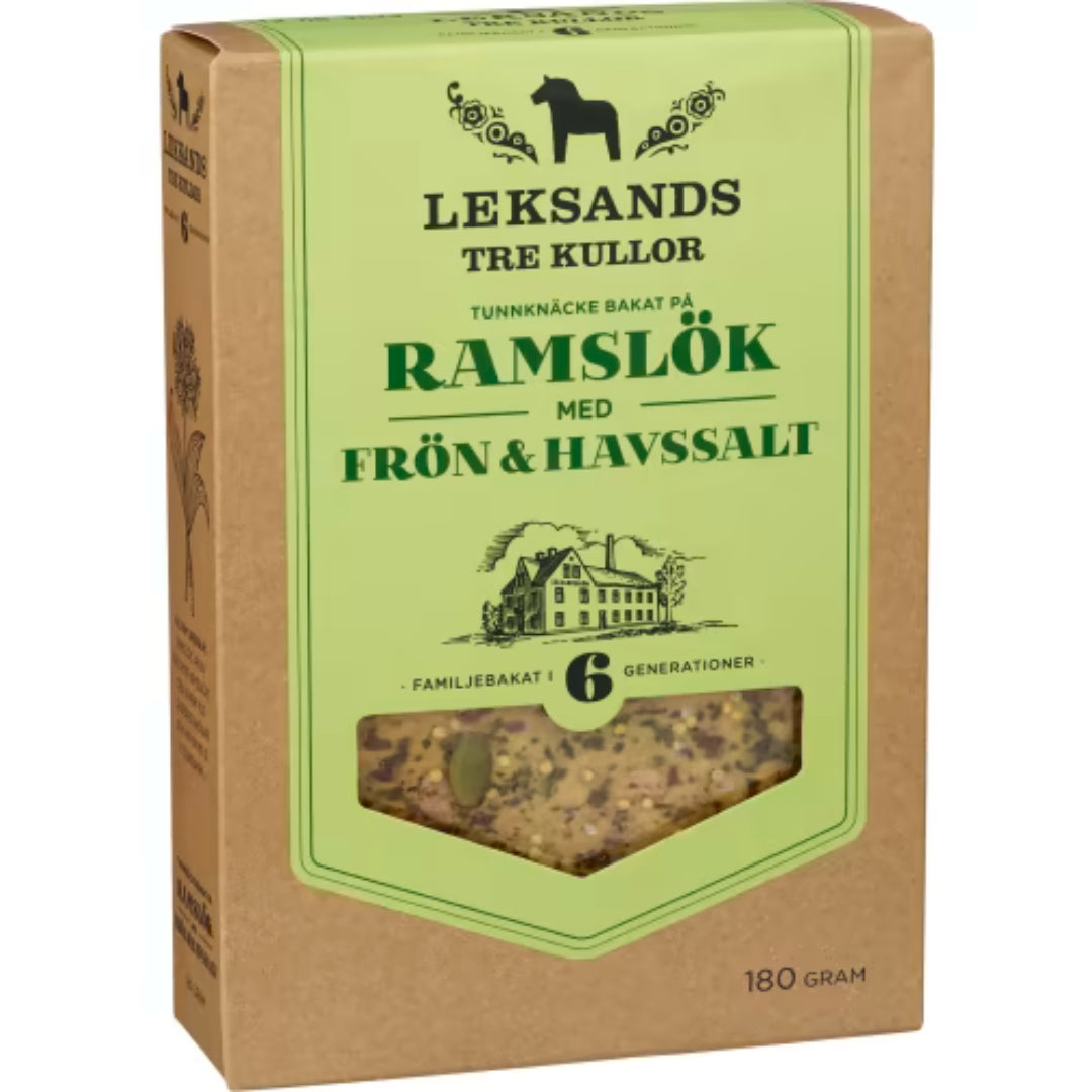 Leksands Ramslök & Frön Tunnknacke Tre Kullor - Wild Garlic & Seeds Thin Crispbread 180g