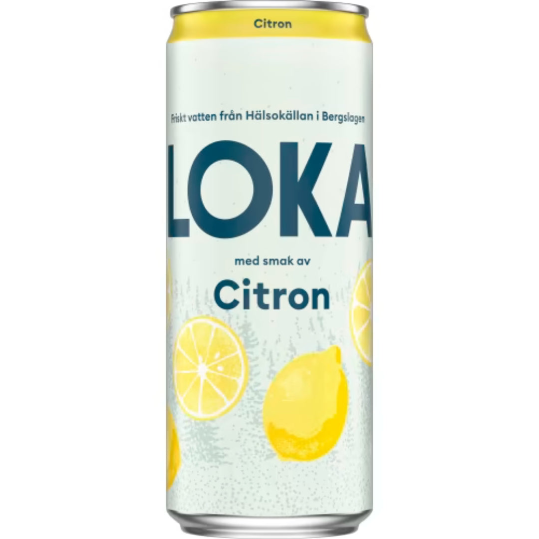 Loka Citron Kolsyrat Vatten Burk - Lemon Sparkling Water 33cl
