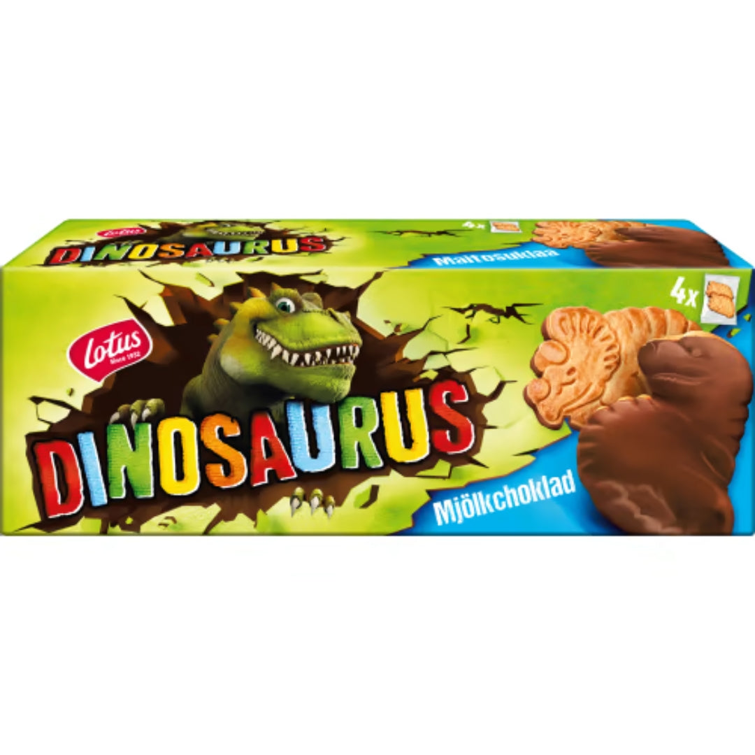 Lotus Dinosaurus Mjölkchoklad - Crispy Biscuits with Chocolate Coating 150g