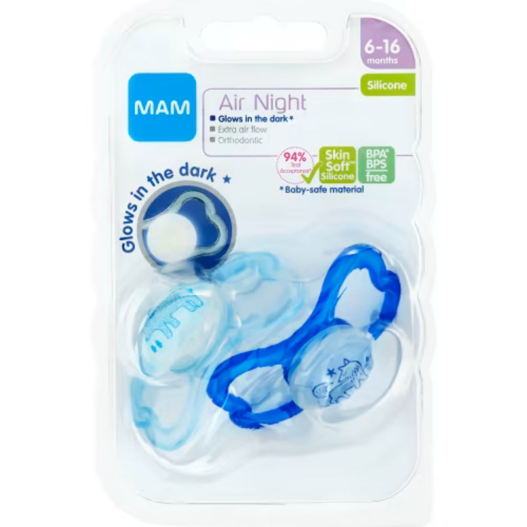 Mam Air Night Silikon 6-16 Månader - Air Night Pacifier 2p