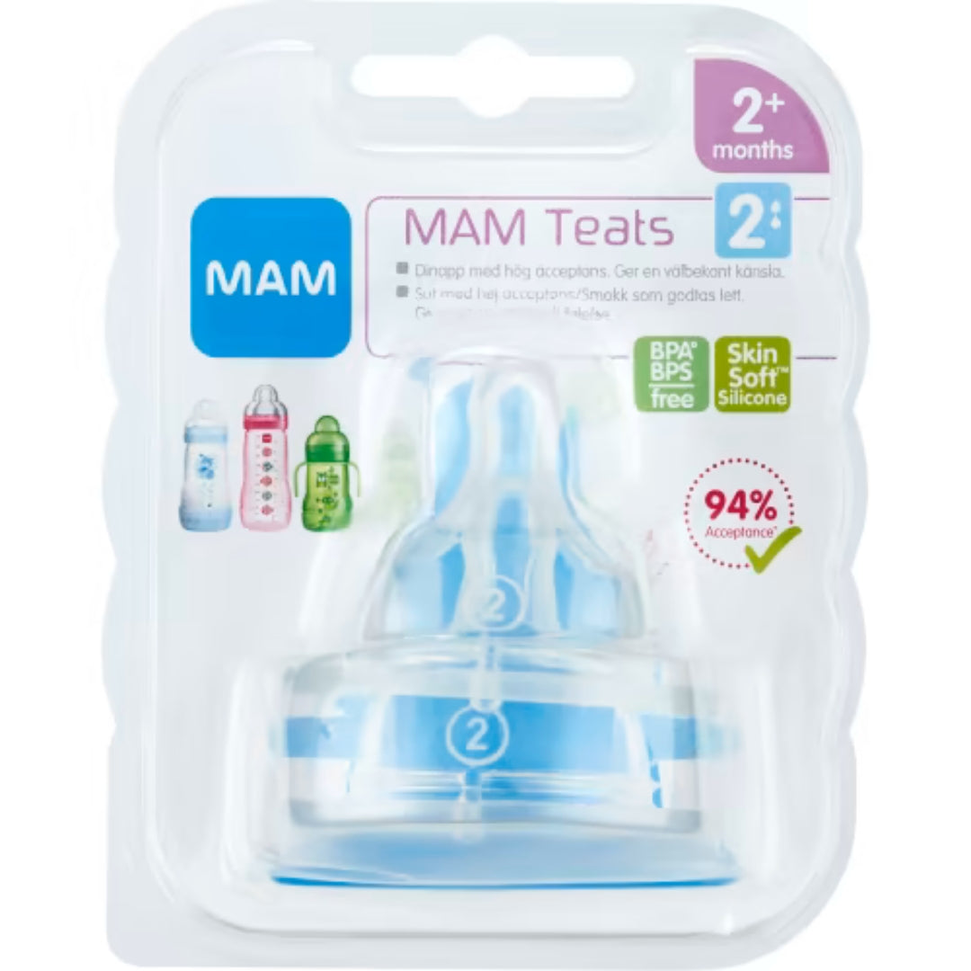 Mam Dinapp 2 Mam Teats Från 2 Månader - SkinSoft Silicone Teat 2p