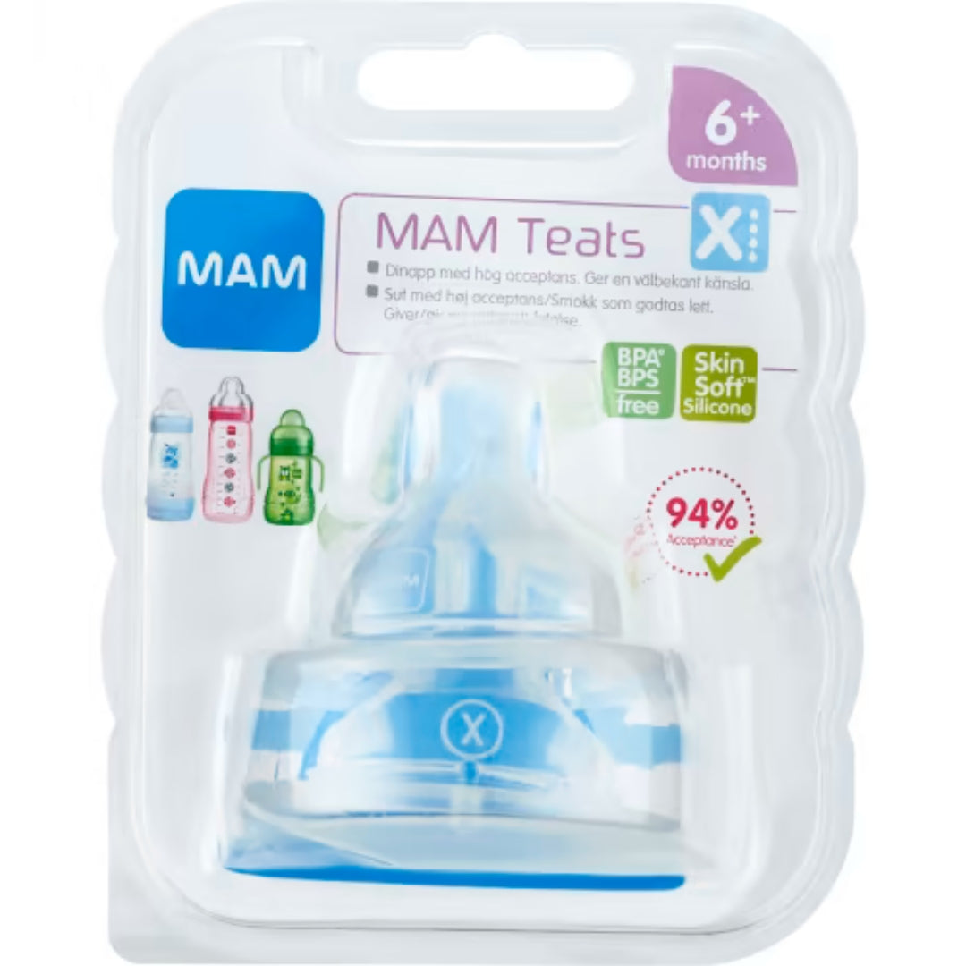 Mam Dinapp X Mam Teats Från 6 Månader - SkinSoft Silicone Teat 2p