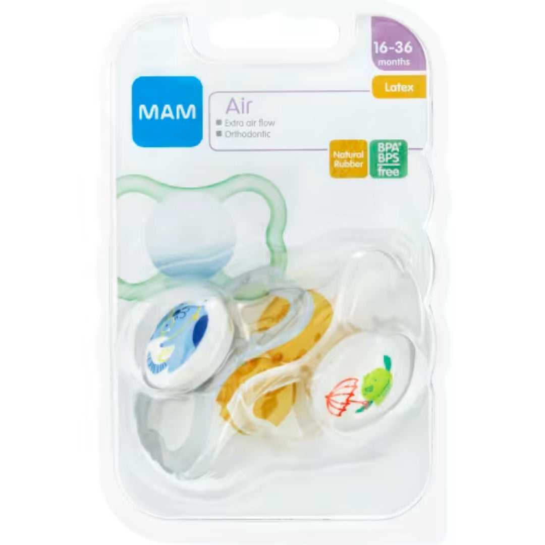 Mam Napp Air 16-36m Latex - Pacifier with Open Shield & Natural Rubber Teat 2p