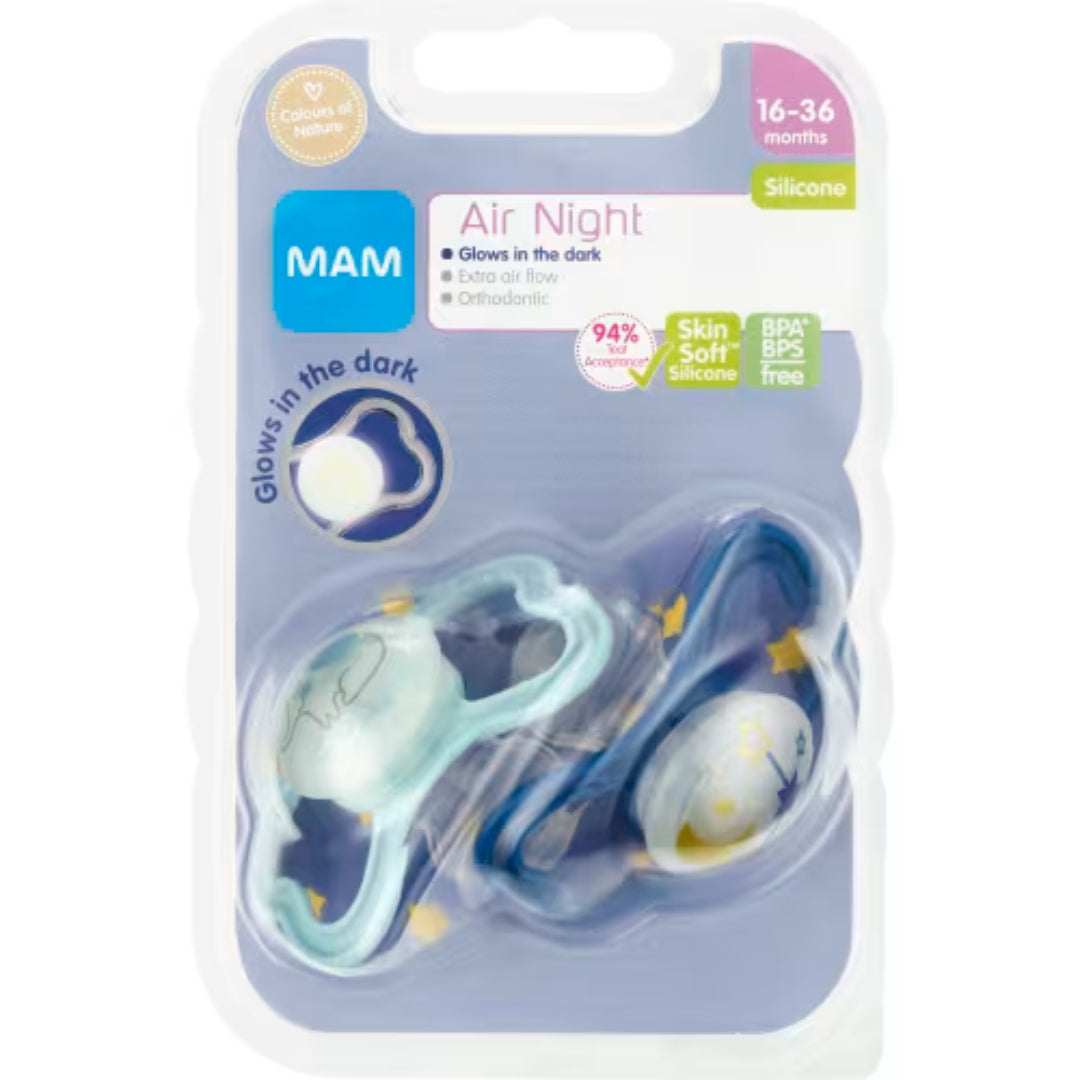 Mam Napp Air Night Silikon 16-36 Månader - Night Pacifier 2p