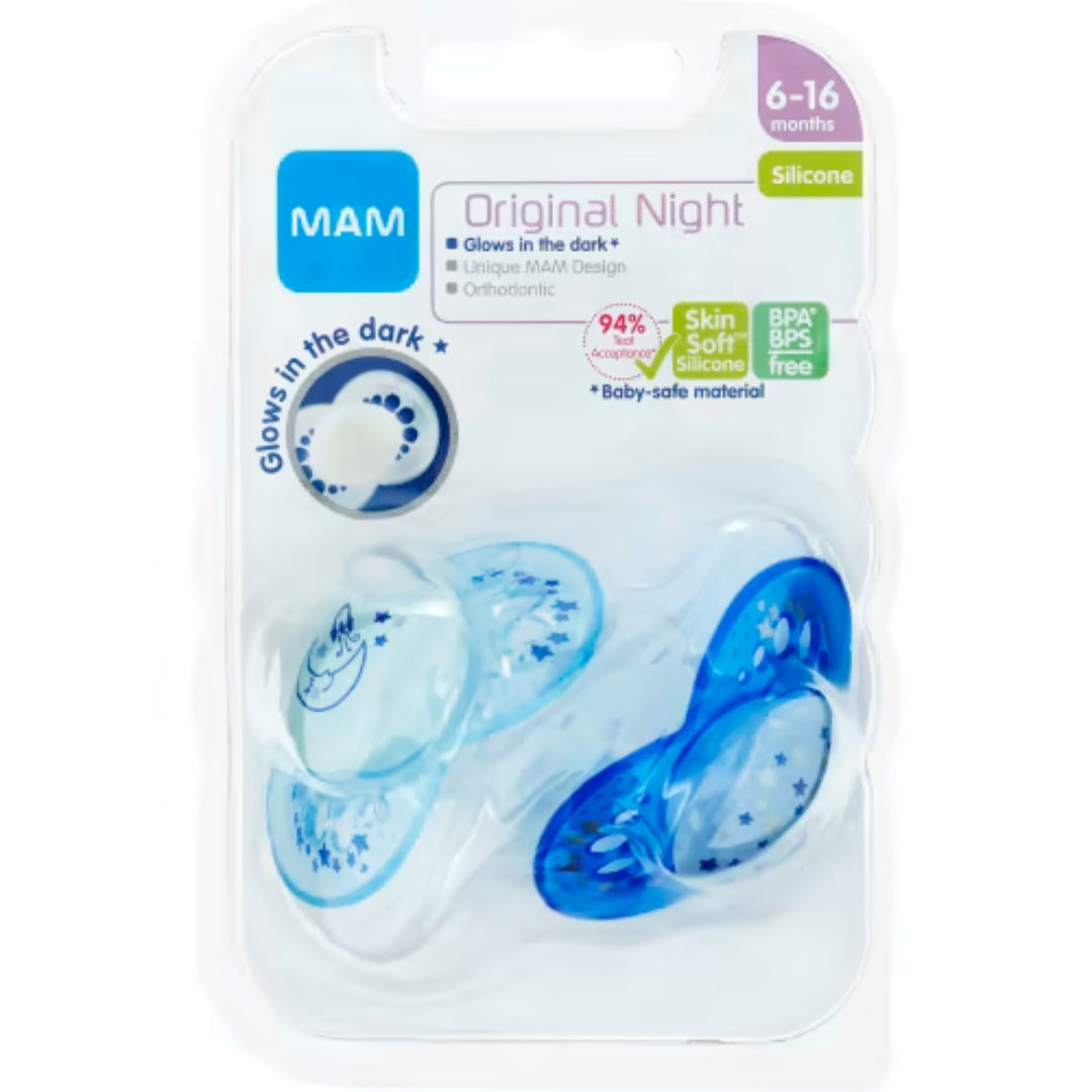 Mam Original Night Napp Silikon 6-16 Månader - Original Night Pacifier 2p