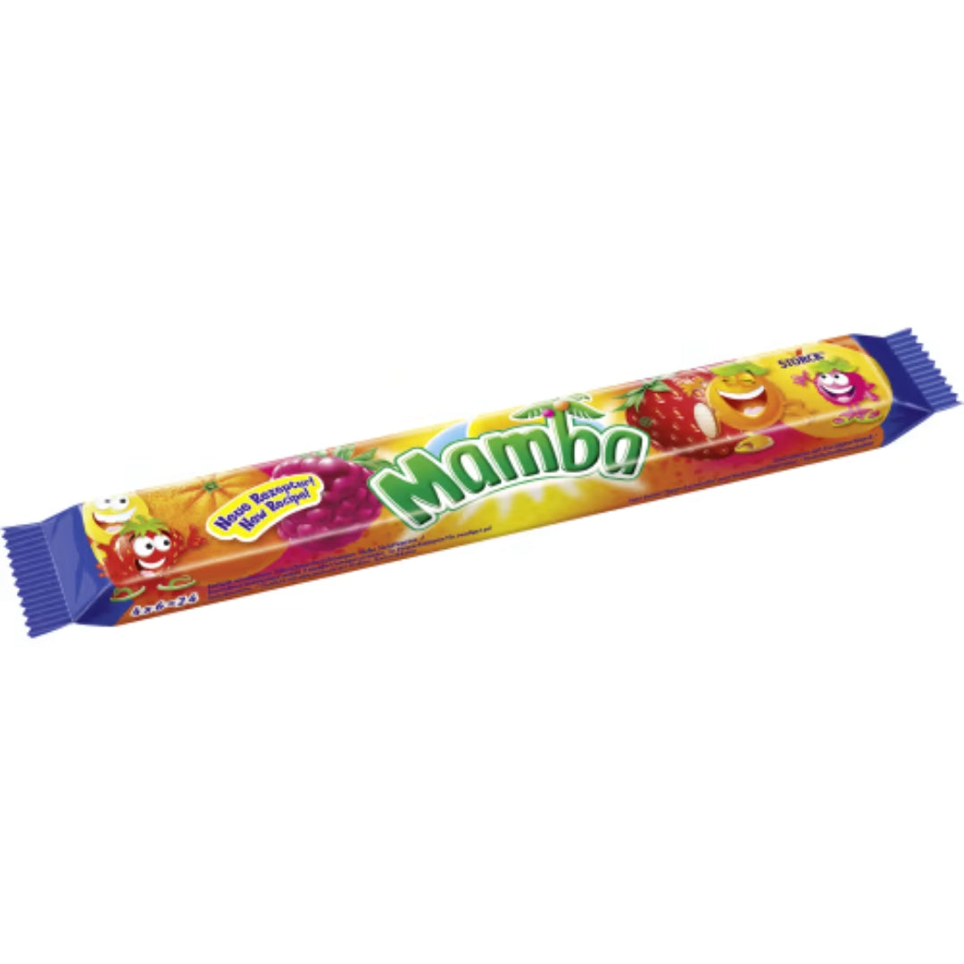 Mamba Fruktkola Mix - Strawberry, Raspberry, Orange, and Lemon Fruit Chews 106g