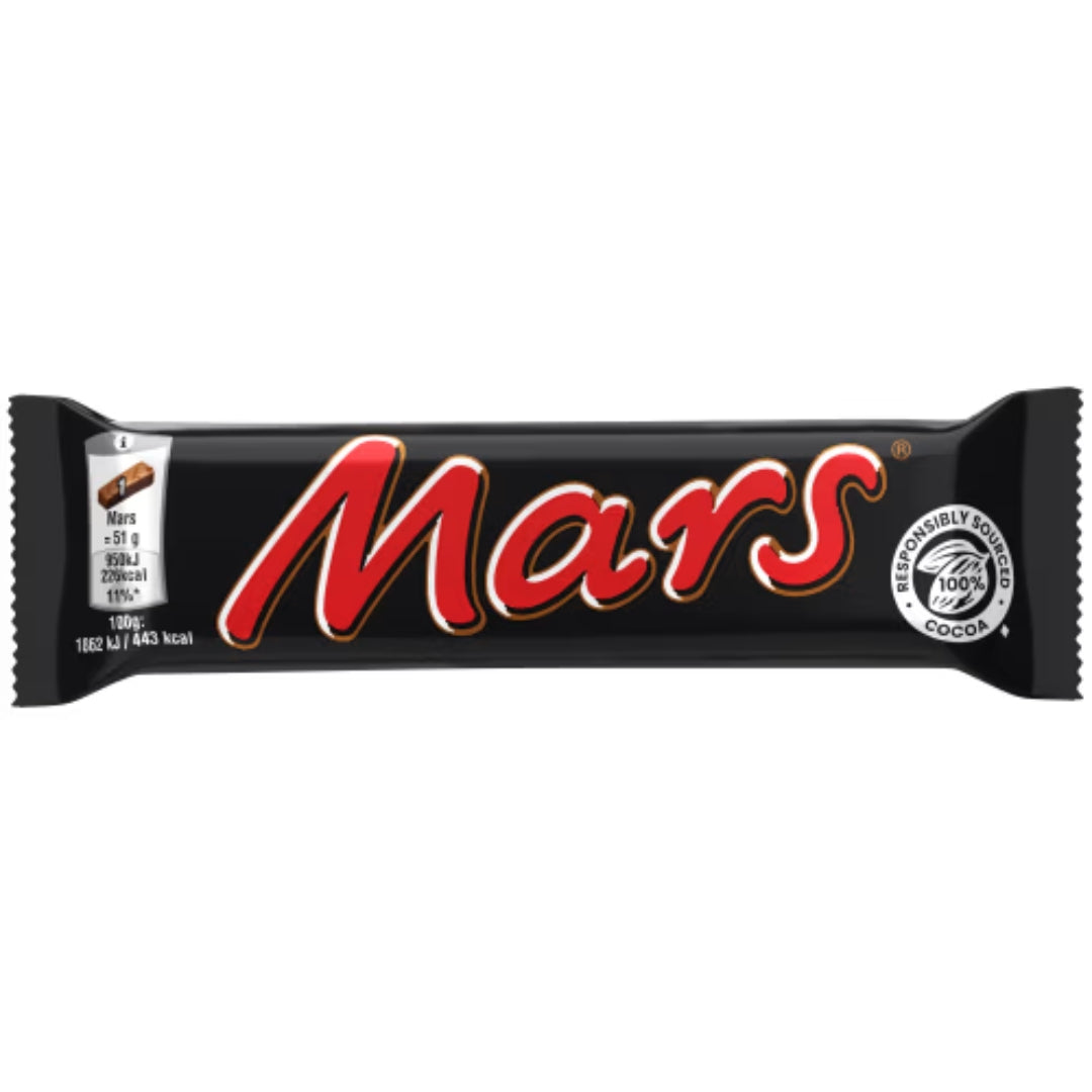 Mars - Chocolate bar with Soft Nougat, Smooth Caramel, Coating of Milk Chocolate 51g