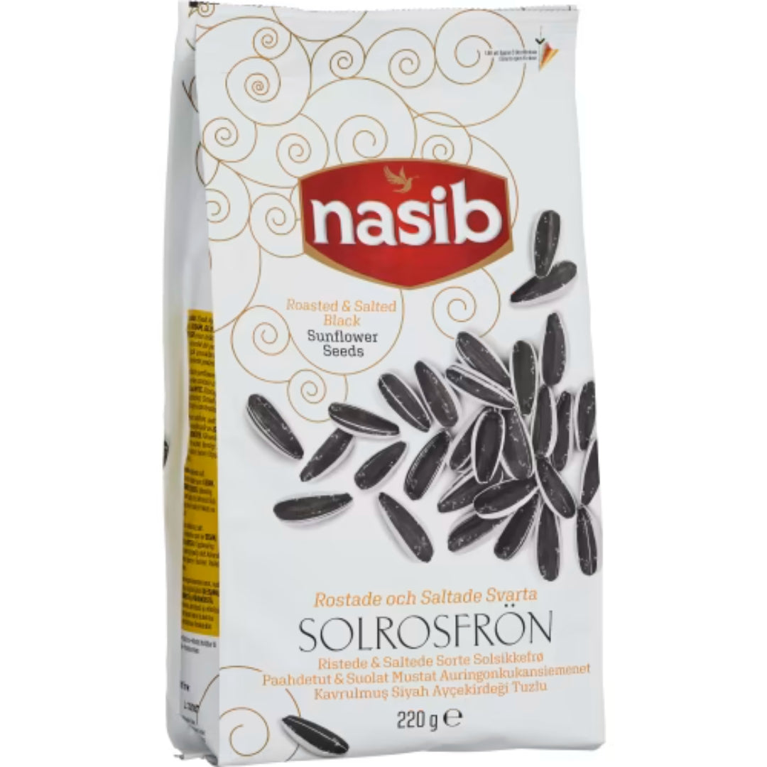Nasib Solrosfrön Svarta Rostade & Saltade - Black Roasted & Salted Sunflower Seeds 220g