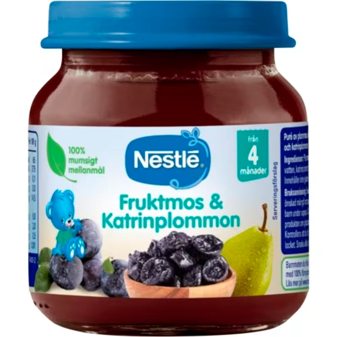 Nestlé Fruktmos Katrinplommon 4 Månader - Fruit Puree & Prunes 125g