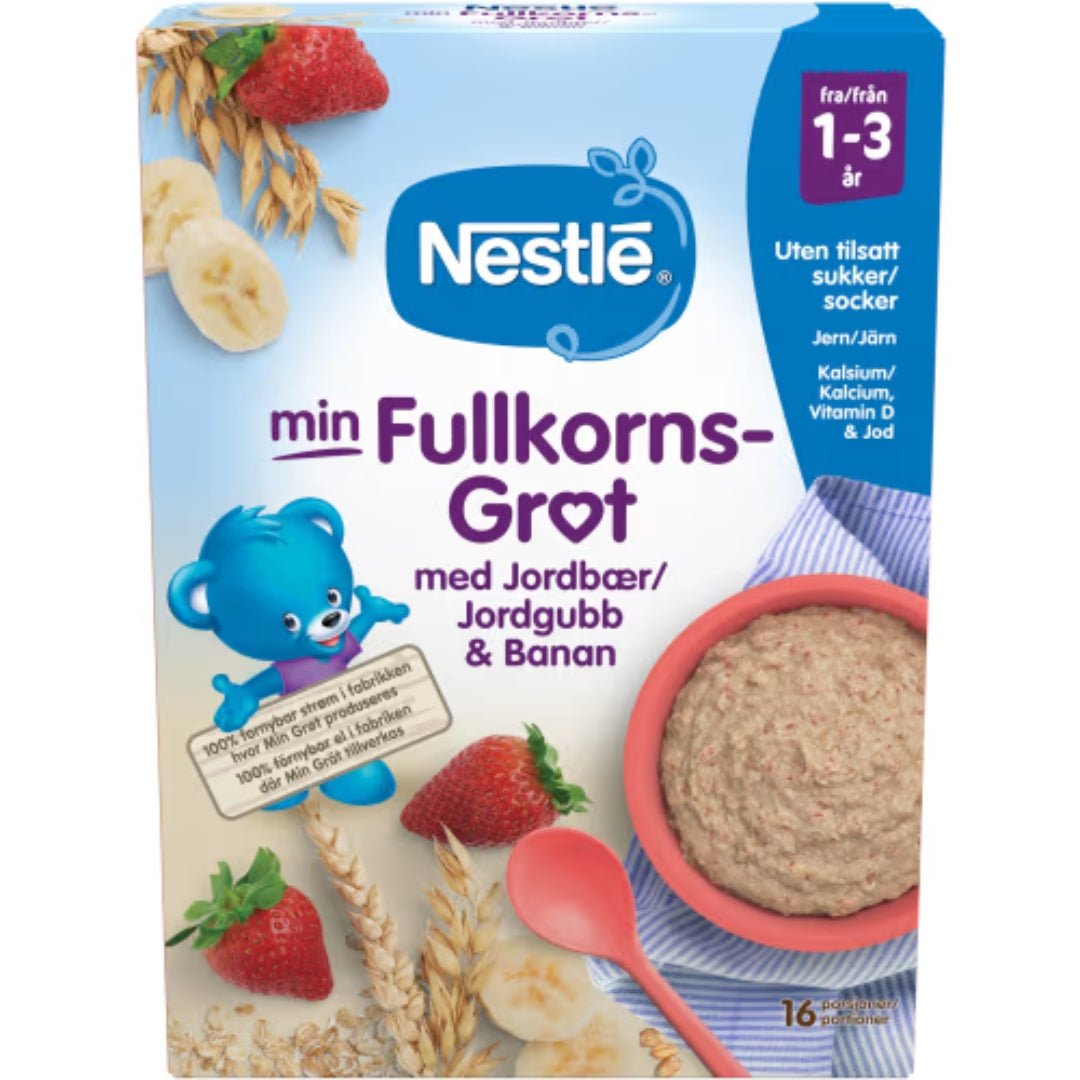 Nestlé Fullkornsgröt Jordgubb Banan 1-3 År - Whole Grain Porridge Strawberry & Banana 450g