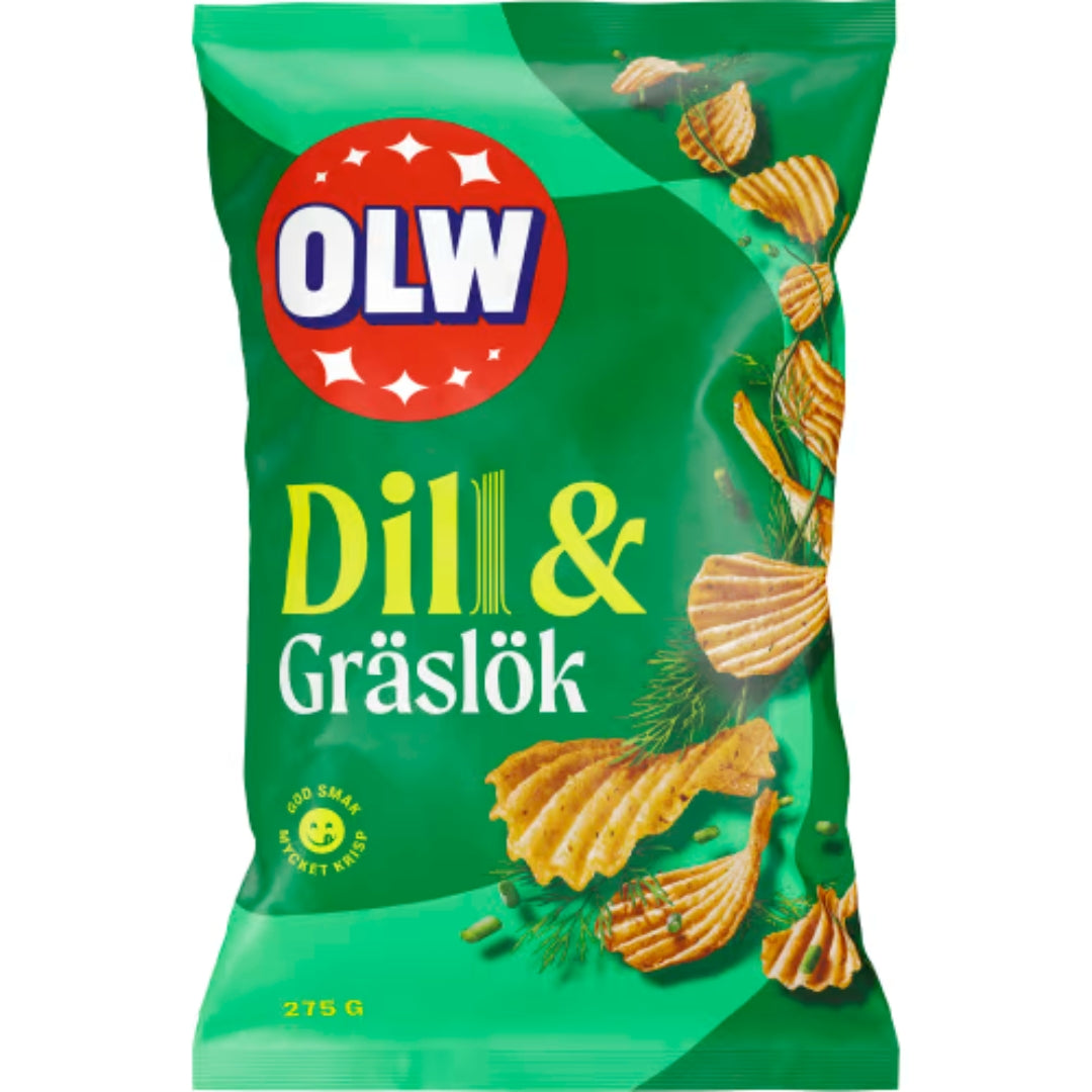 OLW Dill & Gräslök – Dill & Chives Flavoured Crisps 275g