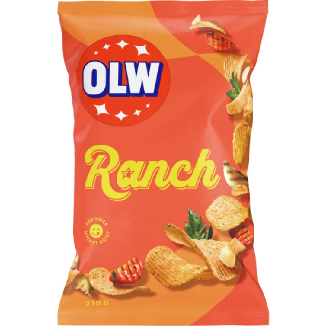 OLW Ranch -sirut - sirut, joissa on hapan kerman, juuston, sipulin, tomaatin ja paprikan 275 g