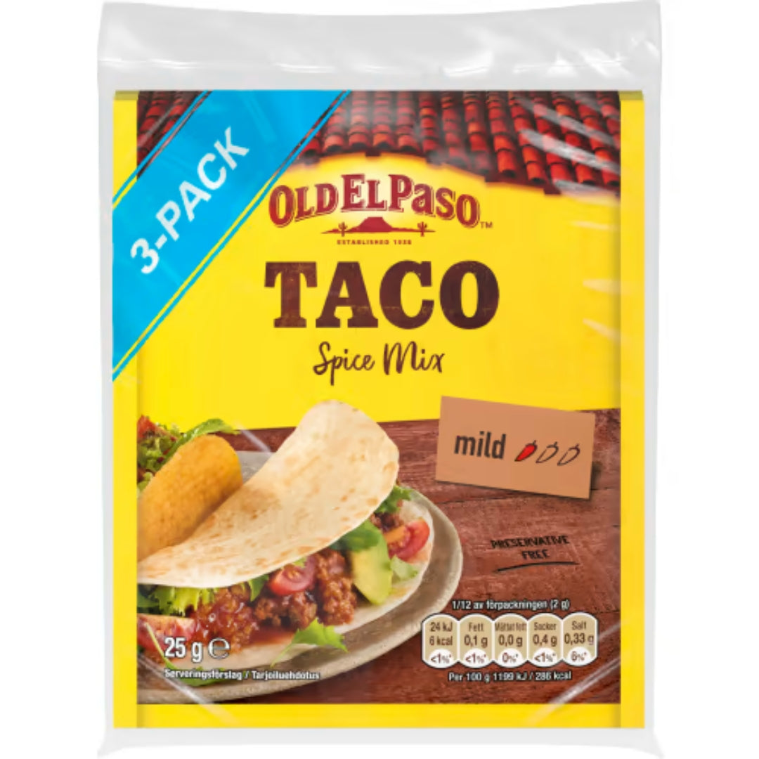 Old El Paso Taco Spice Mix Mild 3-pack - Classic Tex-Mex Seasoning 75g