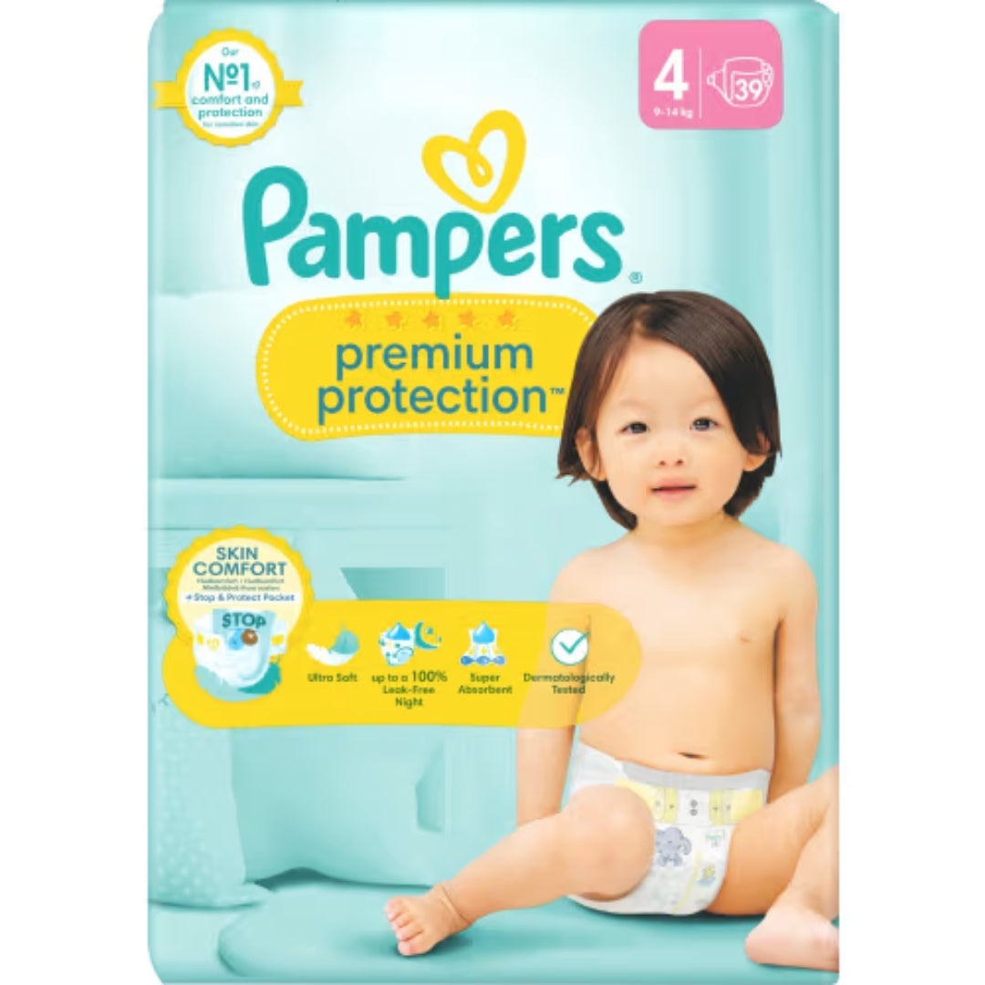 Pampers Premium 4 Protection 9-14kg Tejpblöjor - Tape Diapers 9-14kg 39p