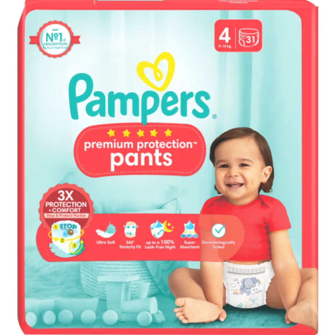 Pampers Premium 4 Protection 9-15kg Byxblöjor - Pant Diapers 9-15kg 31p
