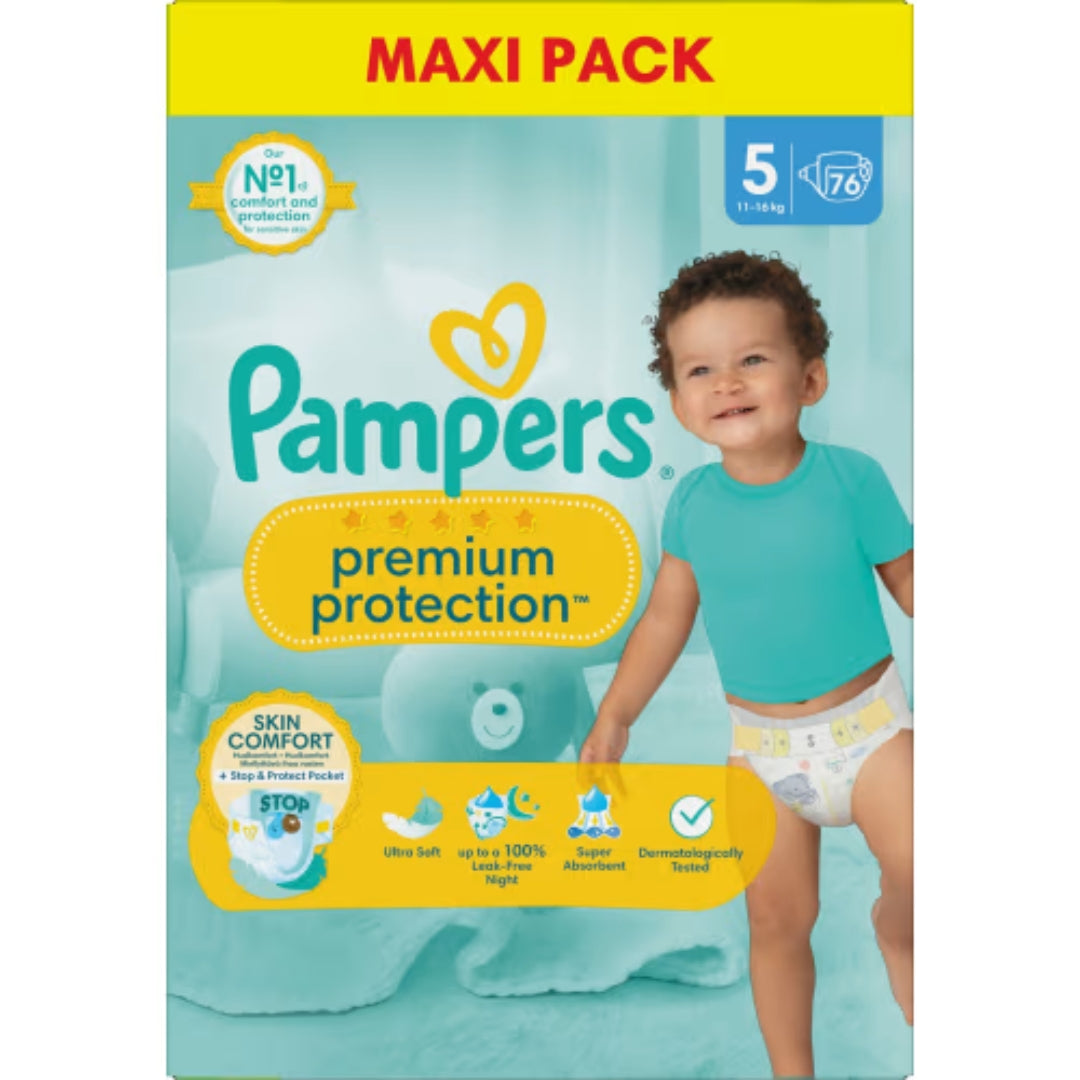 Pampers Premium 5 Protection 11-16kg Tejpblöjor - Tape Diapers 11-16kg 76p