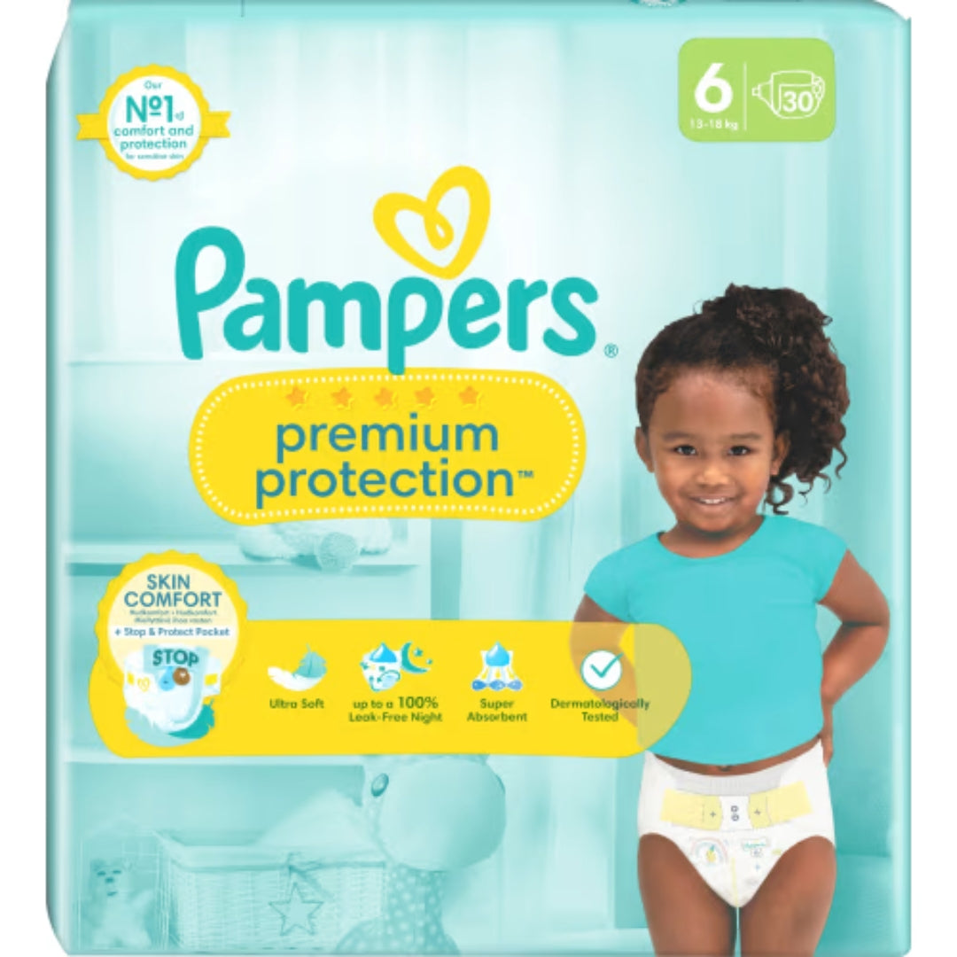 Pampers Premium 6 Protection 13-18kg Tejpblöjor - Tape Diapers 13-18kg 30p
