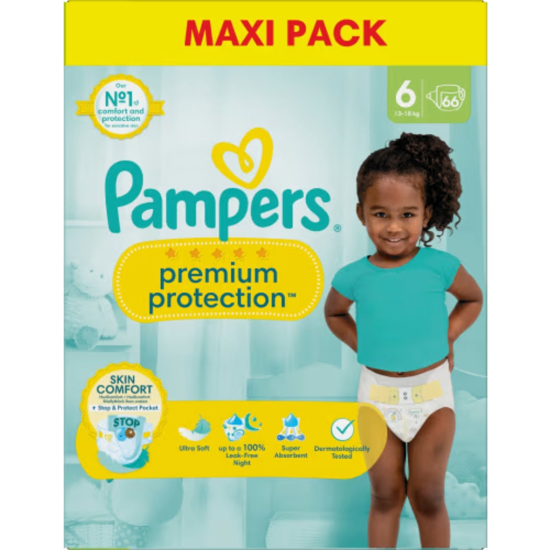 Pampers Premium 6 Protection 13-18kg Tejpblöjor - Tape Diapers 13-18kg 66p