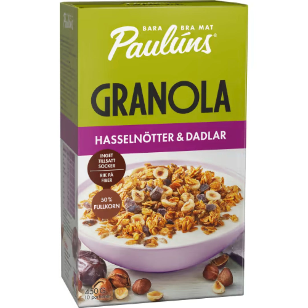 Paulúns Hasselnöt Dadlar Granola - Hazelnut & Date Granola 450g