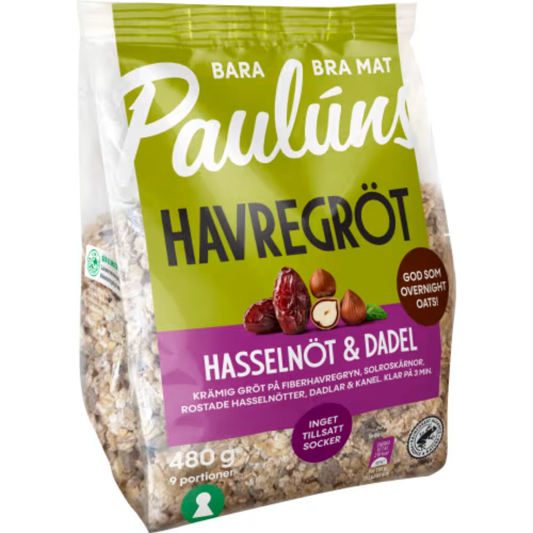 Paulúns Havregröt Hasselnöt&dadel - Oatmeal Hazelnut & Date 480g