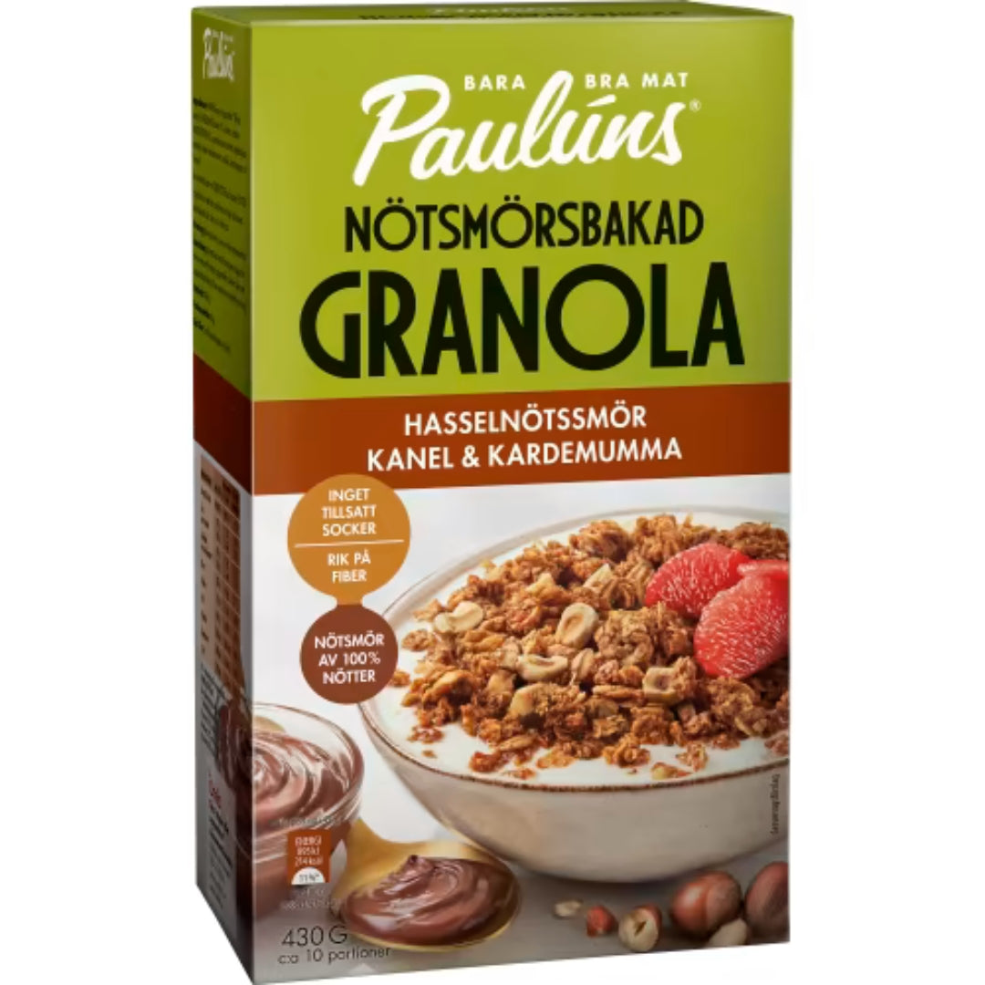 Paulúns Kanel Kardemum Granola Nötsmörsbakad - Hazelnut Butter, Cinnamon & Cardamom Granola 430g