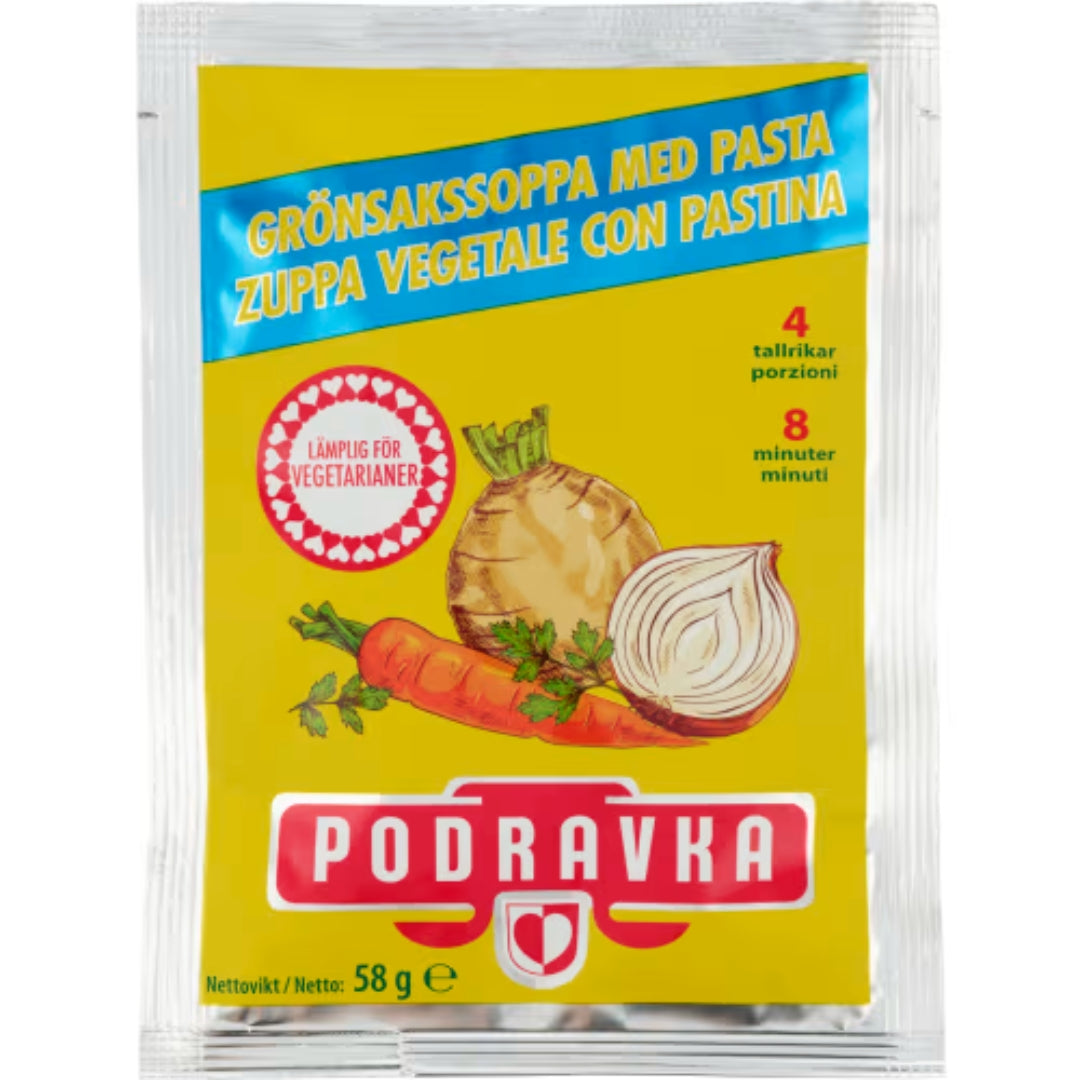 Podravka Grönsakssoppa Noodle Soup Pulver/4 Port - Vegetable Noodle Soup 58g