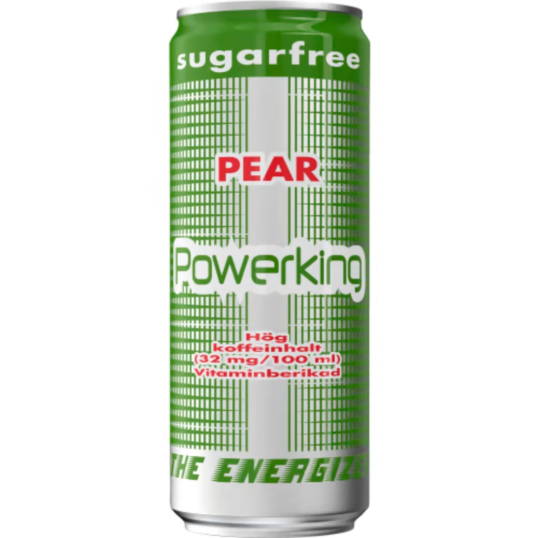 Powerking Päron Sockerfri Energidryck Burk - Sugar-Free Energy Drink with Pear Flavor 25cl