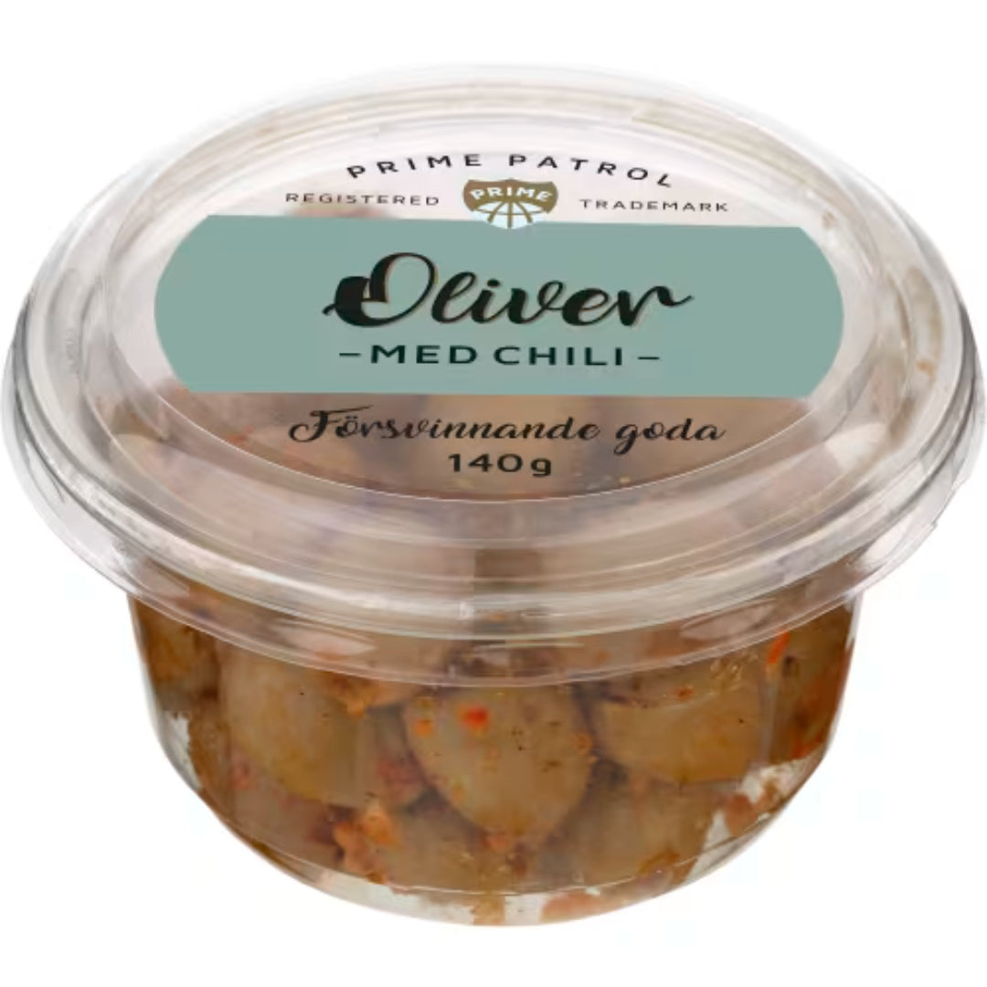 Prime Patrol Oliver med Chili - Olives with Chili 140g