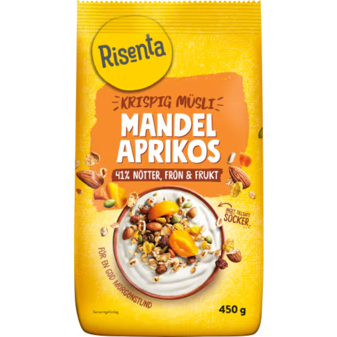 Risenta Mandel Aprikos Krispig Müsli - Crispy Almond & Apricot Muesli 450g