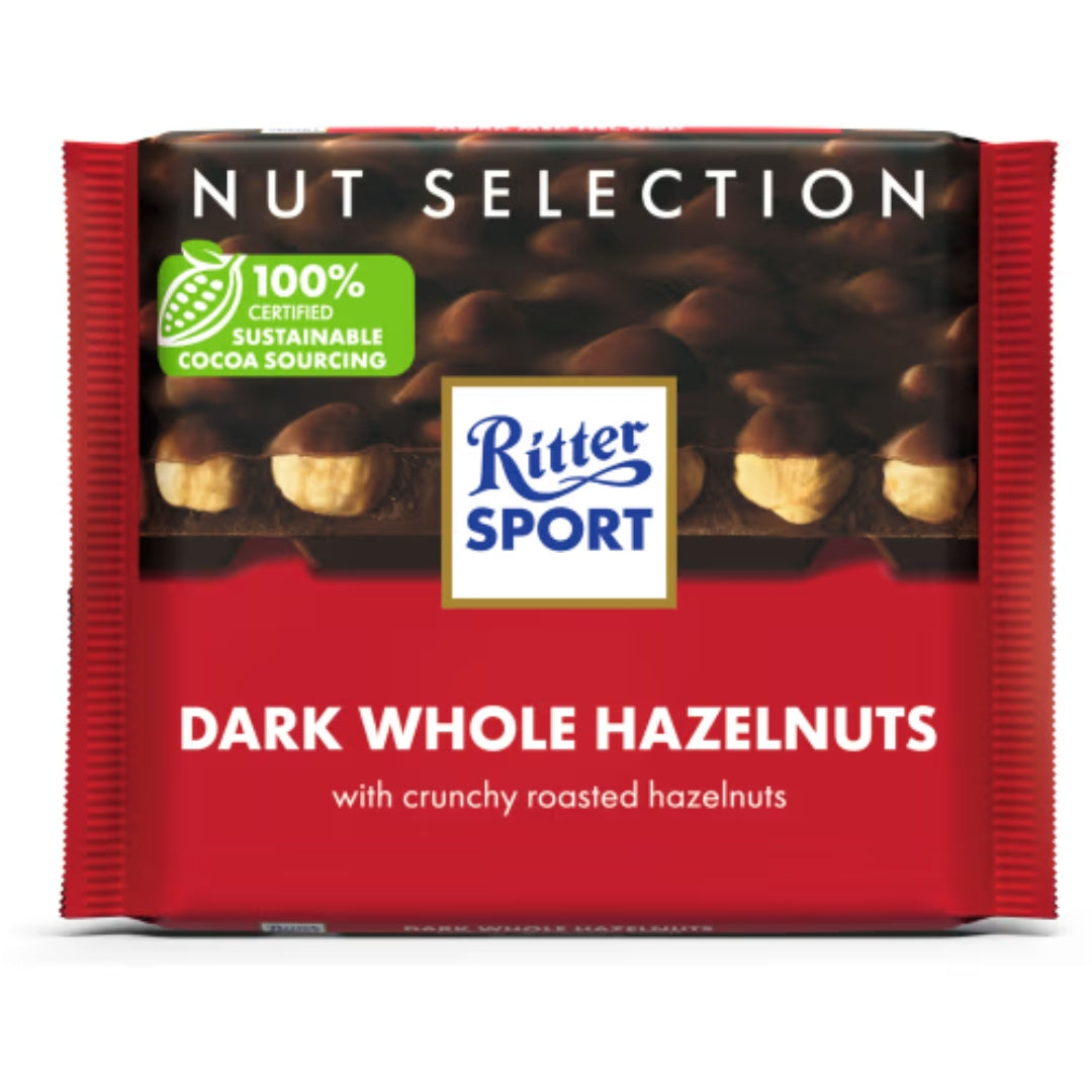 Ritter Sport Hazelnuts Whole Dark Chocolate - Dark Chocolate with Roasted Hazelnuts 100g