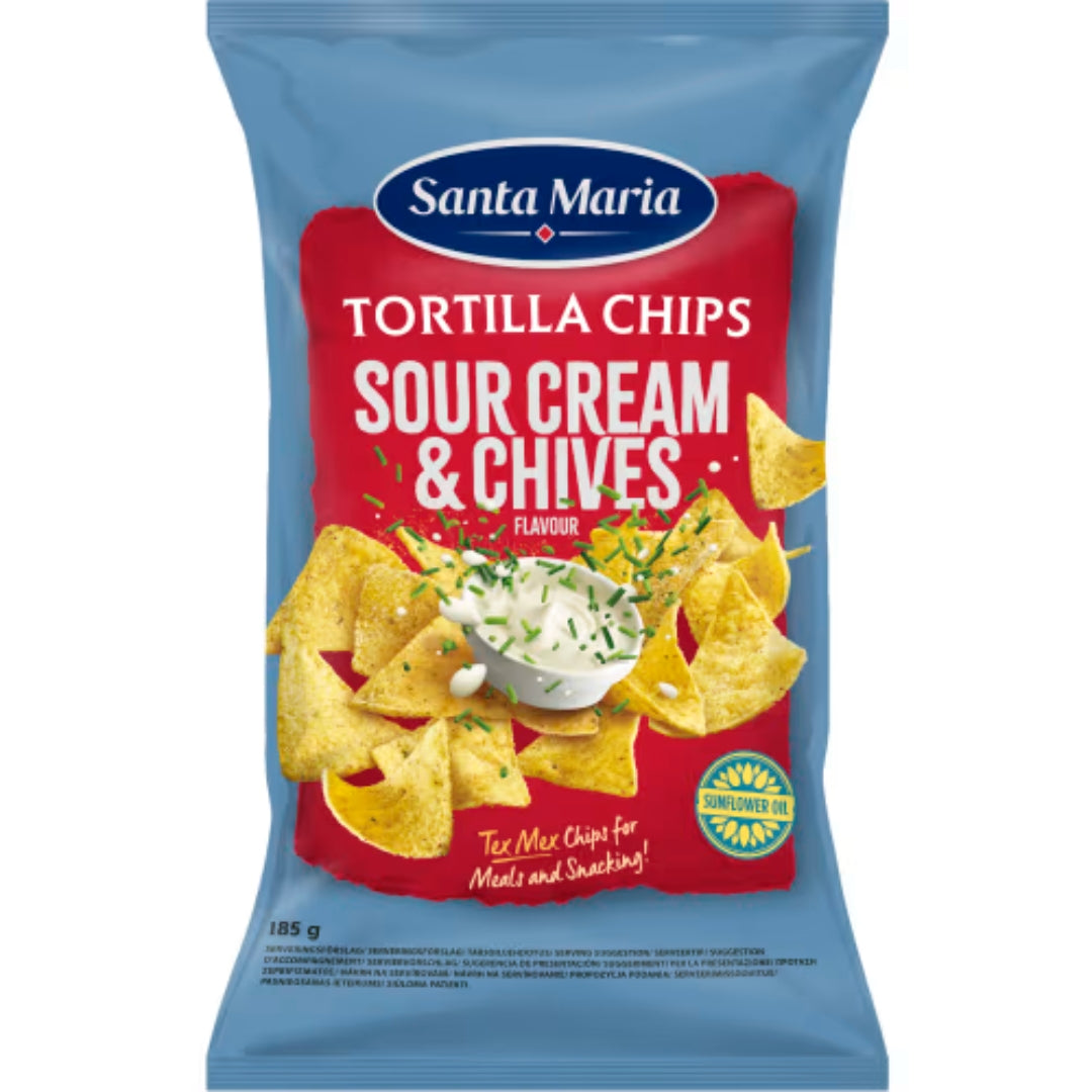 Santa Maria Tortilla Chips Sourcream Chives - Tortilla Chips Sour Cream & Chives Flavor 185g