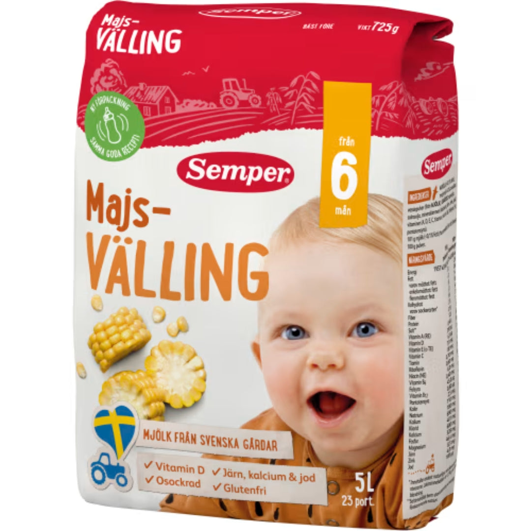Semper Majsvälling Från 6 Månader - Mild Corn-Based Toddler Porridge 5l