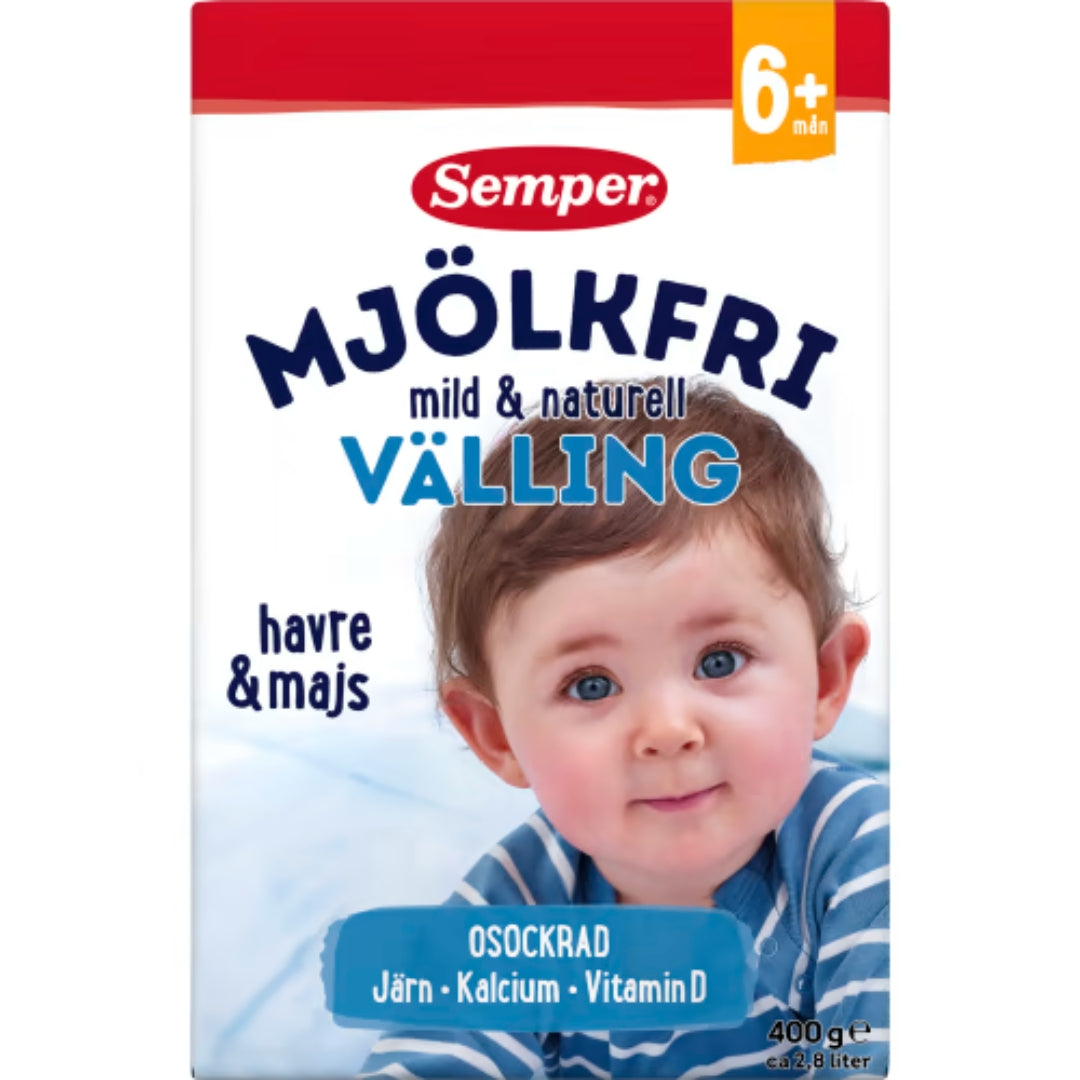 Semper Mjölkfri Mild Naturellvälling Från 6 Månader - Dairy-Free Oat & Corn Porridge 2.8l