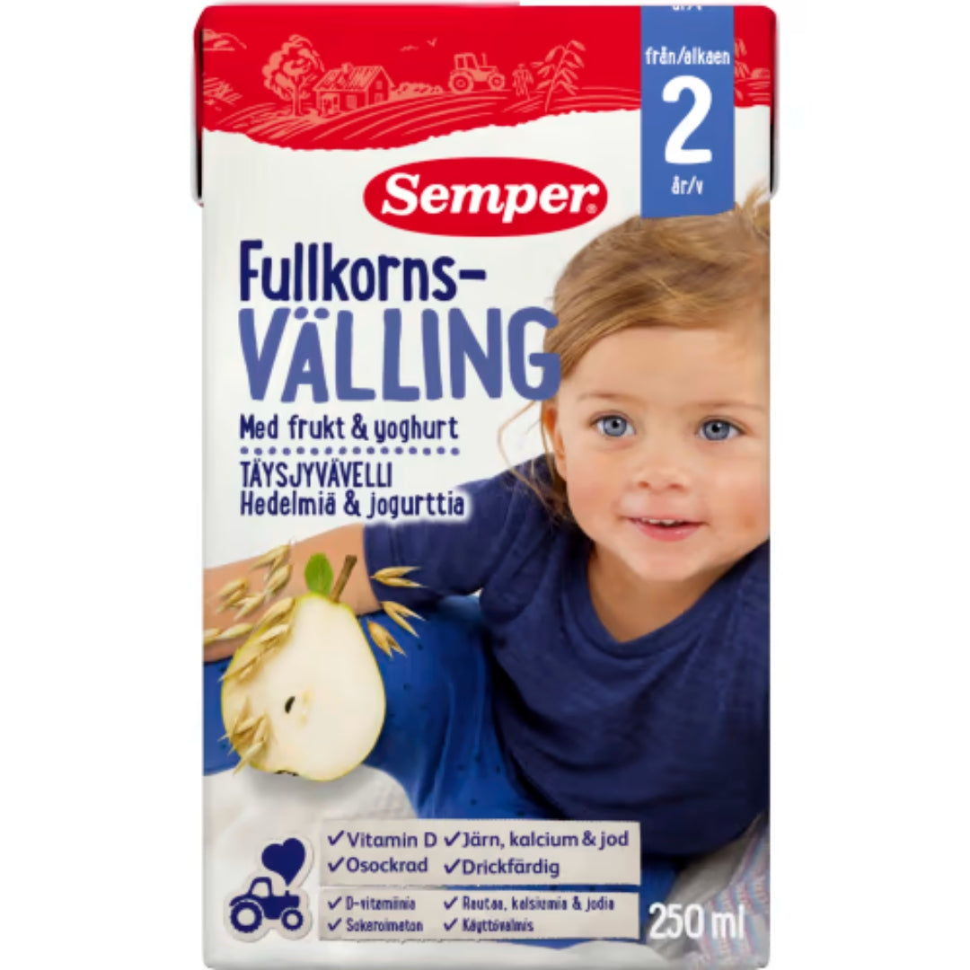Semper Välling Fullkorn Frukt Yogh Från 2 År - Ready-to-Drink Whole Grain Porridge with Fruit & yogurt 250ml