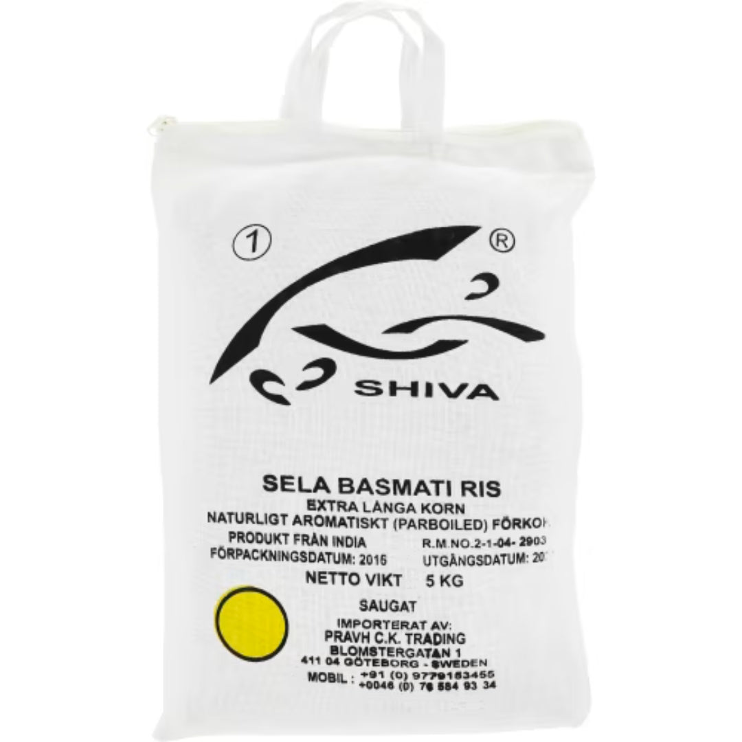 Shiva Basmati Ris - Extra Long-Grain Naturally Aromatic Parboiled Rice 5kg