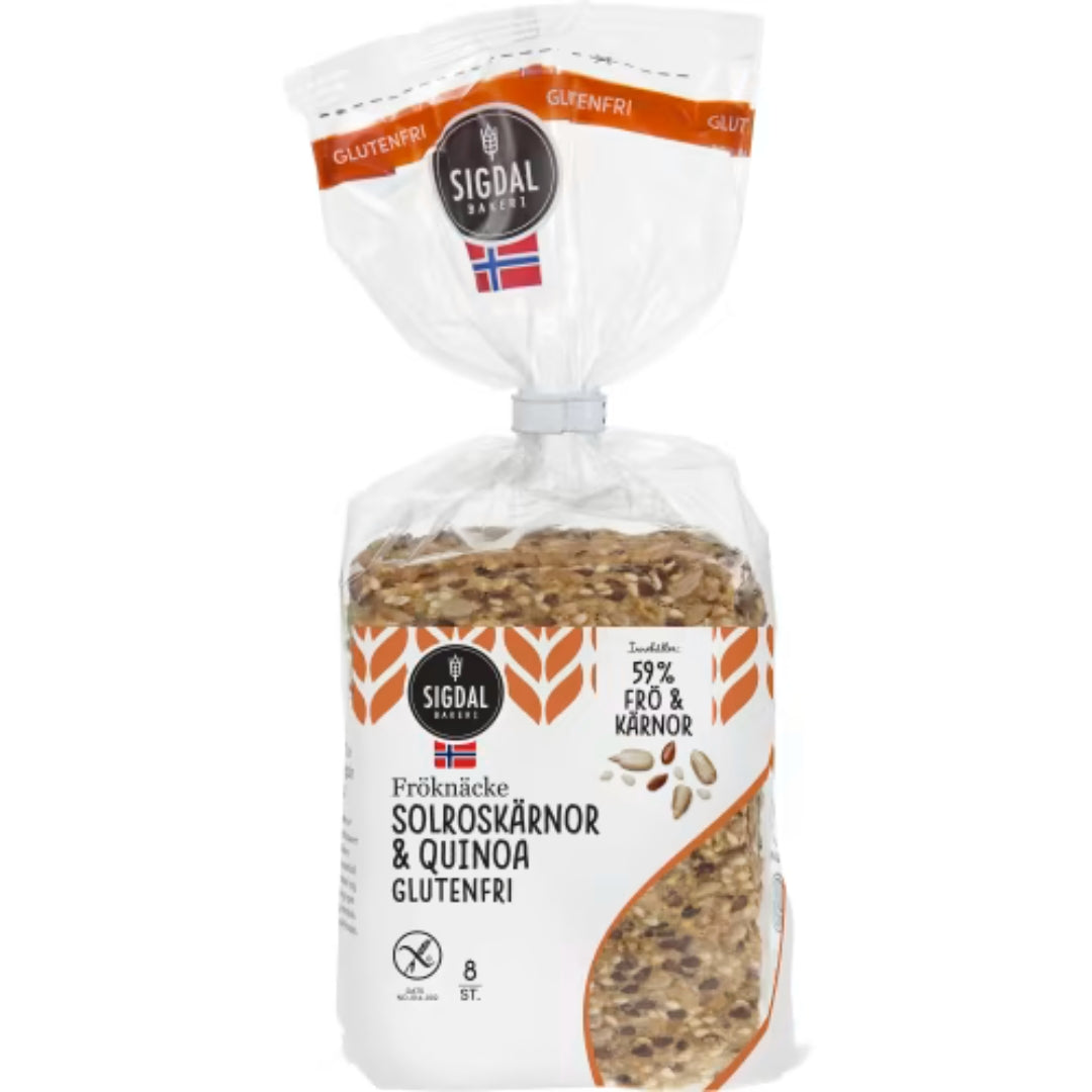 Sigdal Solroskärnor Quinoa Fröknäcke Glutenfri 8-pack - Sunflower & Quinoa Seed Crispbread 190g