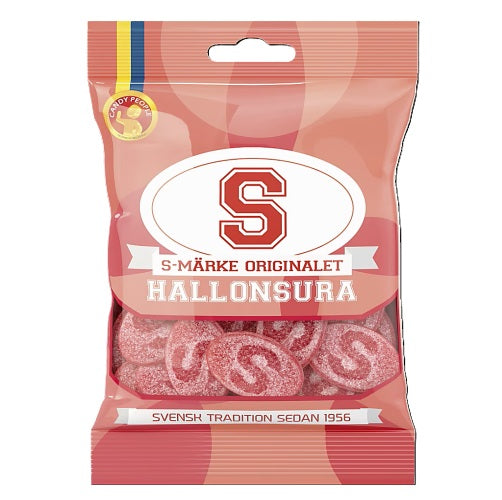 S-Märke Originalet Hallon Sura - Sour Raspberry Sour Candy 80g