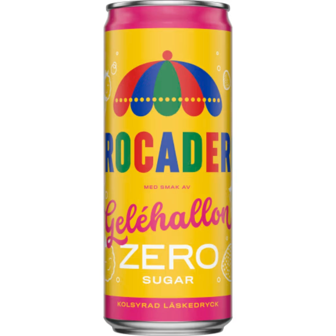Trocadero Gelehallon Zero Läsk Burk - Zero Soft Drink with Raspberry Jelly Candy Flavor 33cl