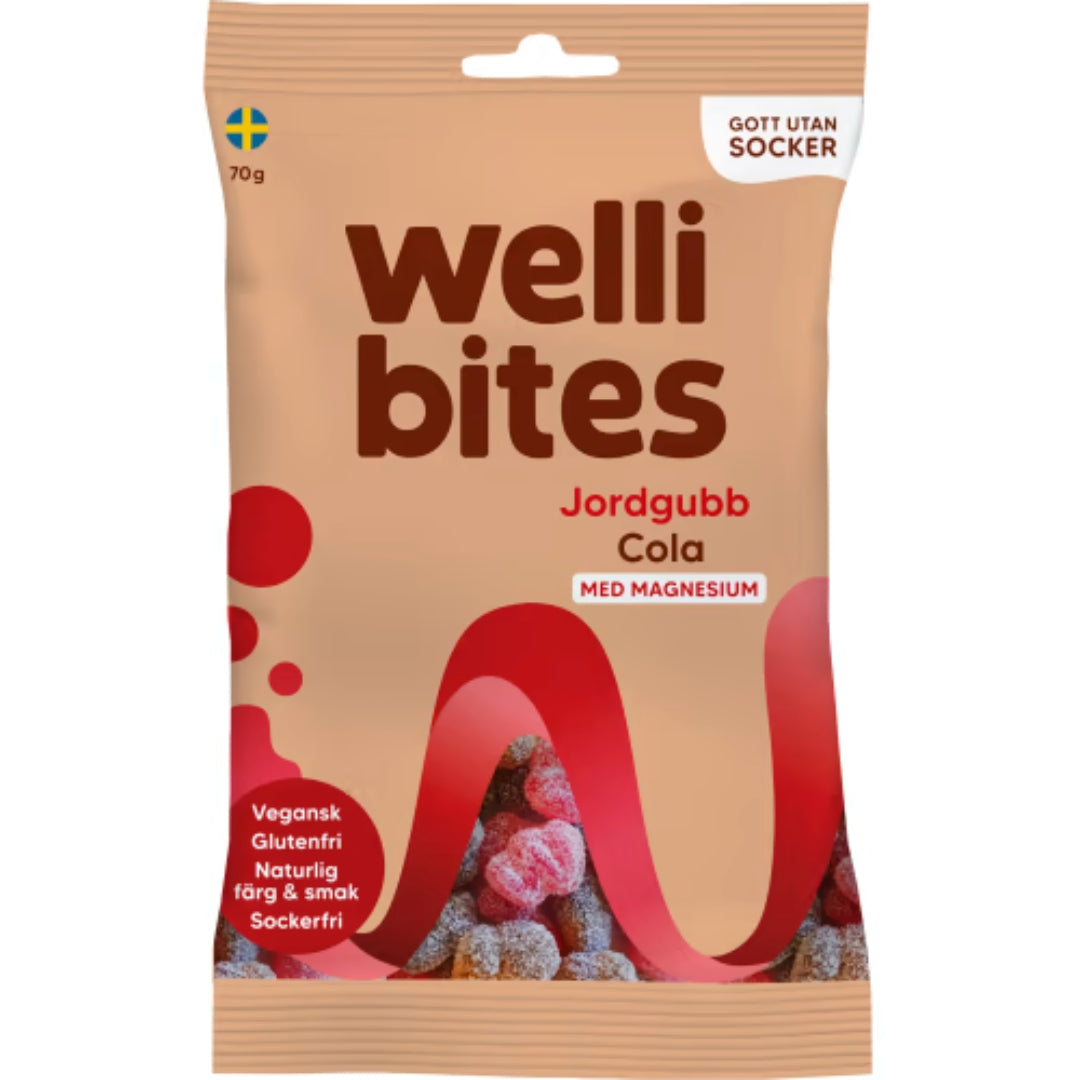 Wellibites Jordgubb Cola Sockerfri Vegan - Vegan and Sugar Free Gummy Candys 70g