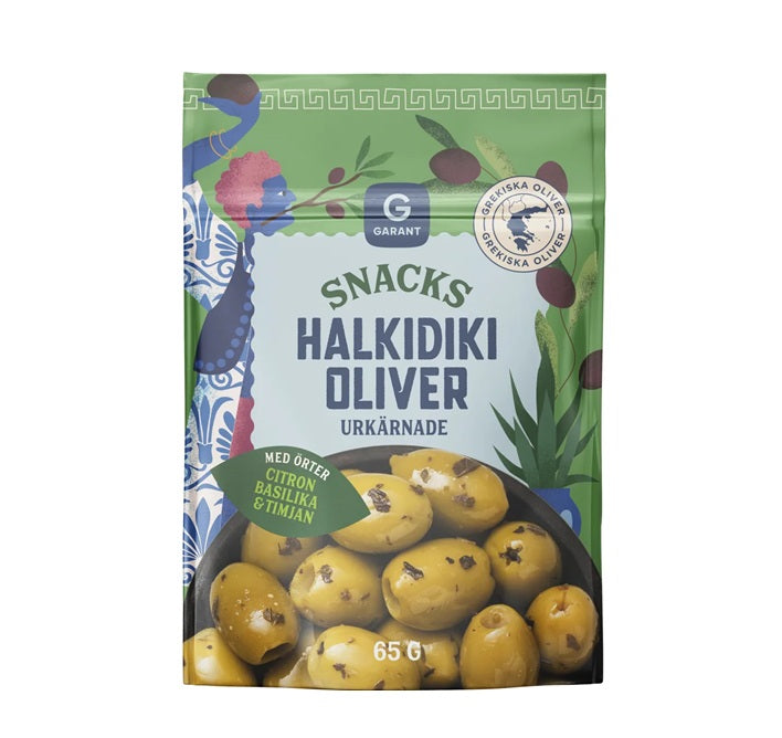 Garant Halkidiki Snacksoliver - Greek Quality Olives 65g